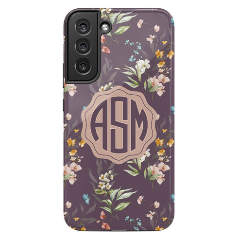 Watercolor Flowers Personalized Monogram Galaxy Case
