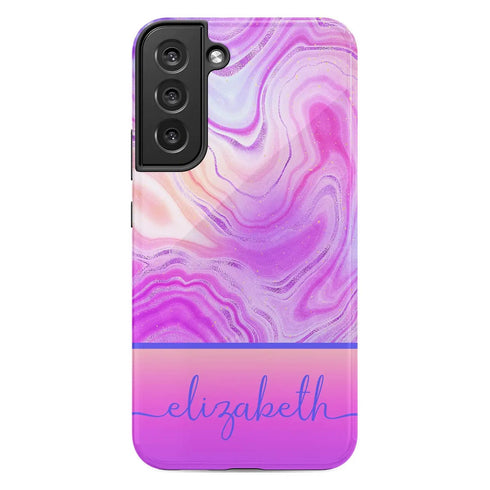 Neon Rainbow Agate Custom Name Galaxy Case