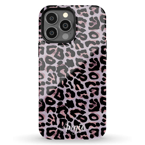 Metallic Leopard Personalized Name iPhone Case