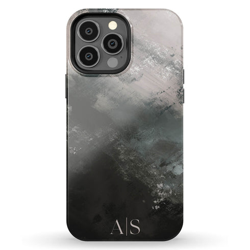 Dark Abstract Oil Paint Custom Initials iPhone Case
