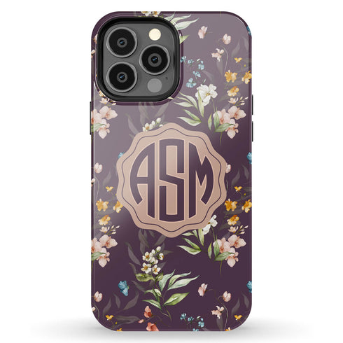 Watercolor Flowers Personalized Monogram iPhone Case