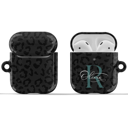 Monogram Personalized Dark Leopard AirPods Case