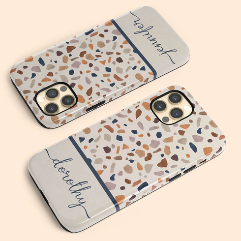Terrazzo Pattern Custom Name iPhone Case