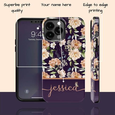 Blooming Flowers Custom Name iPhone Case