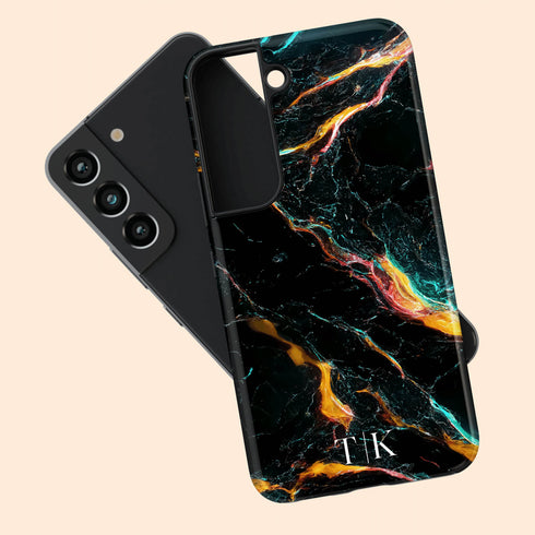 Cracked Marble Custom Initials Galaxy Case