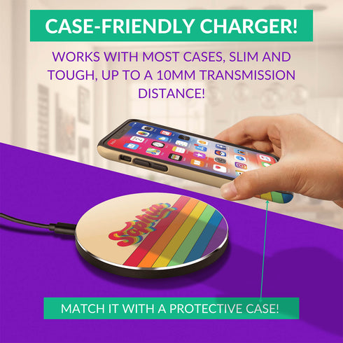 LGBTQ Pride Rainbow Custom Retro Name Wireless Charger Pad