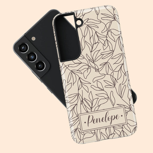 Boho Line Art Flowers Custom Name Galaxy Case