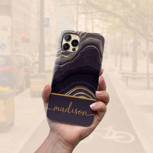 Black Agate Custom Name iPhone Case