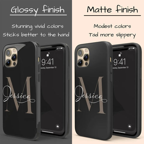 Monogram Personalized Solid Black iPhone Case