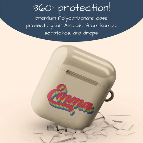 LGBTQ Pride Retro Custom Name AirPods Case