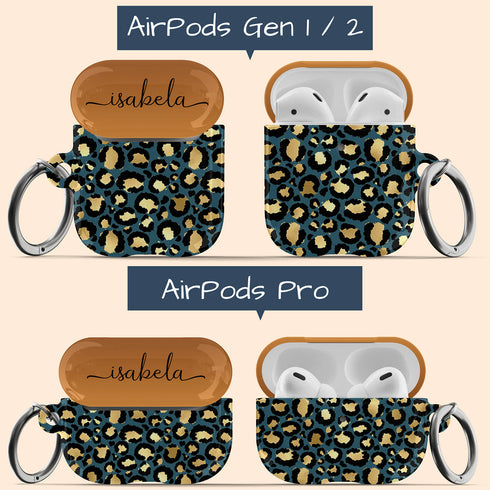 Golden Leopard Personalized Name AirPods Case