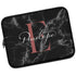 Black Marble Monogram Name Laptop Sleeve