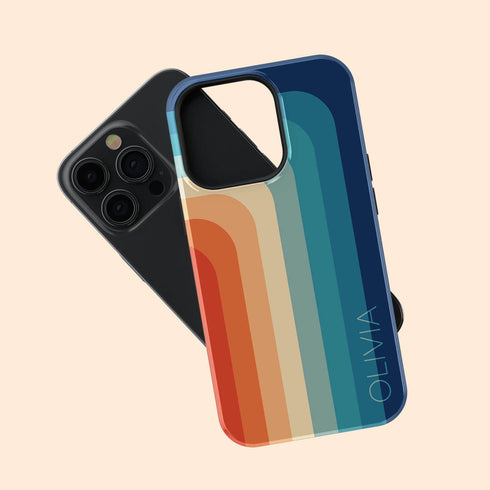 Retro Colors Rainbow Custom Name iPhone Case