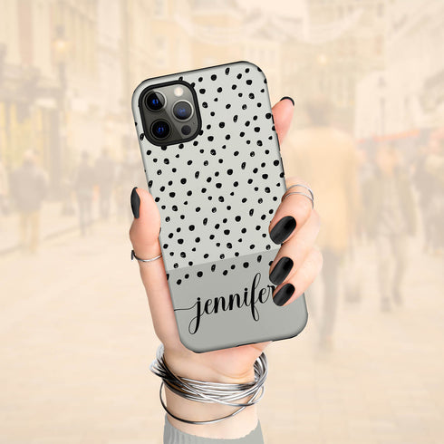 Speckled Dots Custom Name iPhone Case