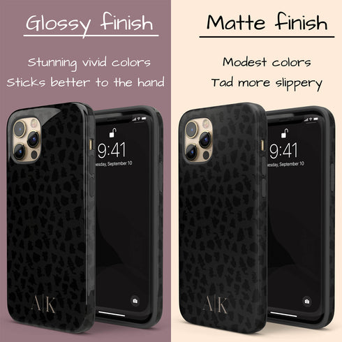 Dark Leopard Custom Initials iPhone Case