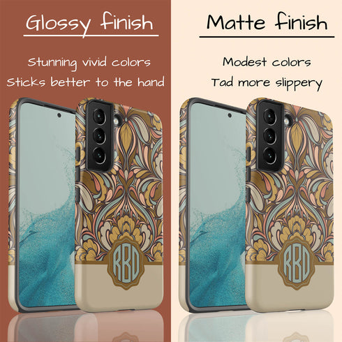 Boho Folk Art Floral Monogram Galaxy Case