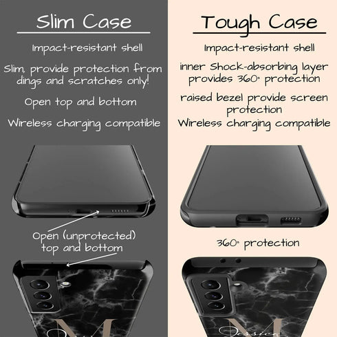 Monogram Personalized Black Marble Galaxy Case