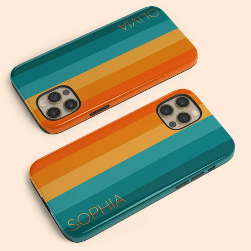 Orange & Teal Rainbow Custom Name iPhone Case