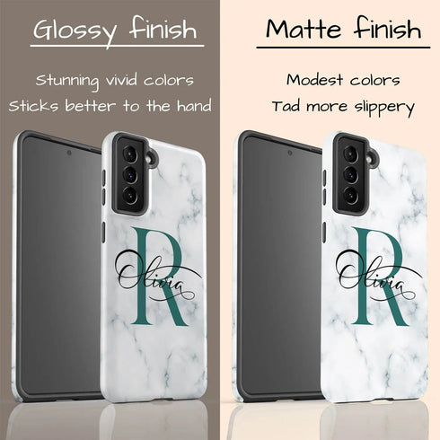 Monogram Personalized White Marble Galaxy Case