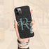 Monogram Personalized Dark Leopard iPhone Case