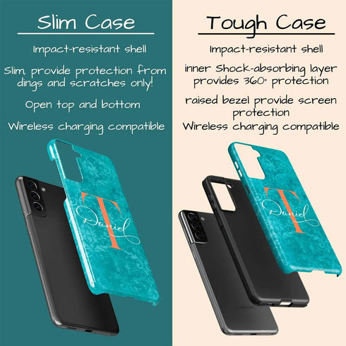 Monogram Personalized Turquoise Damask Galaxy Case