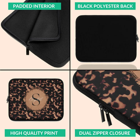 Tortoiseshell Monogram Custom Name Laptop Sleeve