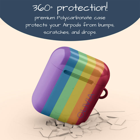 LGBTQ Pride Rainbow Custom Name AirPods Case