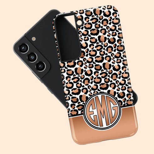 Golden Leopard Personalized Monogram Galaxy Case