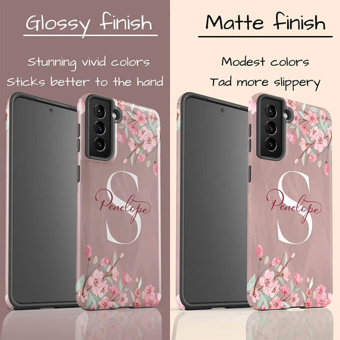 Cherry Blossom Monogram Personalized Galaxy Case