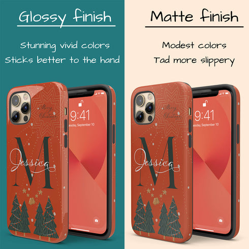 Christmas Monogram Custom Name iPhone Case