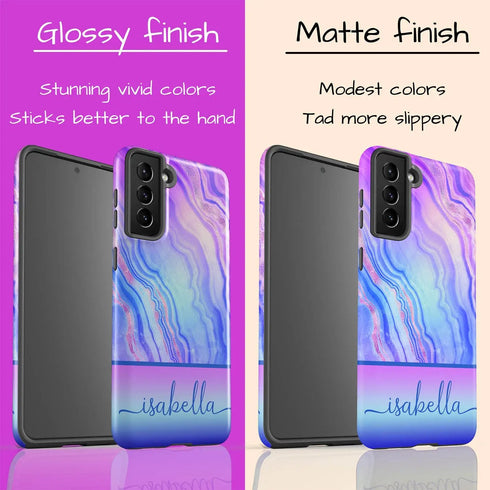 Neon Rainbow Agate Custom Name Galaxy Case