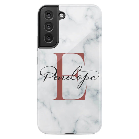 Monogram Personalized White Marble Galaxy Case