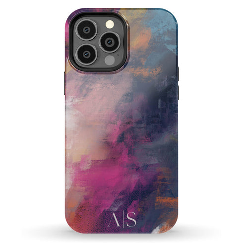 Colorful Abstract Oil Paint Custom Initials iPhone Case