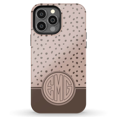 Spotted Dots Personalized Monogram iPhone Case