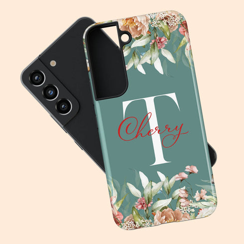 Blushing Flowers Monogram Custom Name Galaxy Case