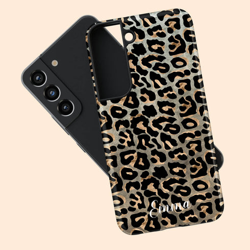 Metallic Leopard Personalized Name Galaxy Case