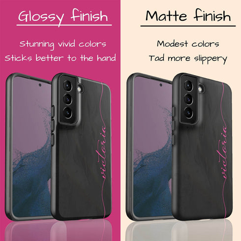 Personalized Name Calligraphy Galaxy Case - Black & Hot Pink