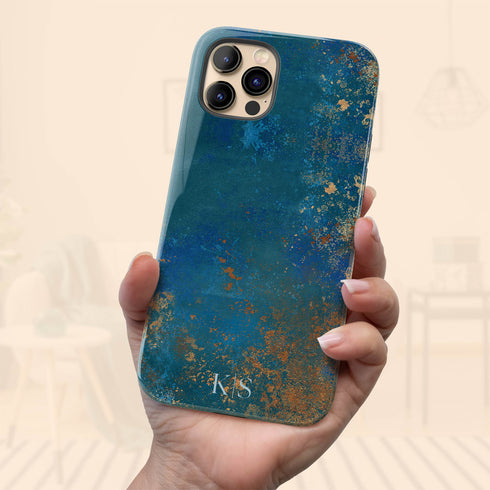 Patina Effect Custom Initials iPhone Case