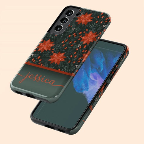 Christmas Flower Custom Name Galaxy Case