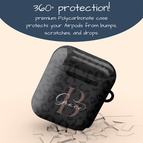 Monogram Personalized Dark Leopard AirPods Case