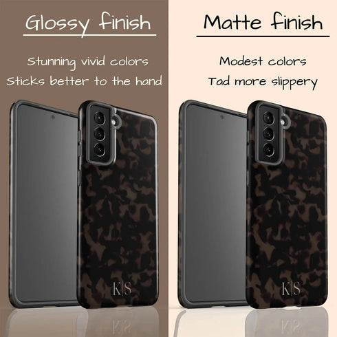Dark Tortoiseshell Custom Initials Galaxy Case