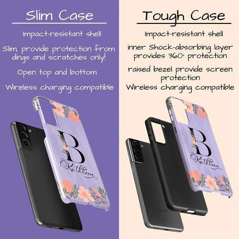 Floral Purple Monogram Custom Name Galaxy Case