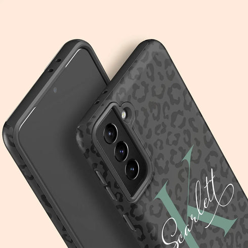 Monogram Personalized Dark Leopard Galaxy Case