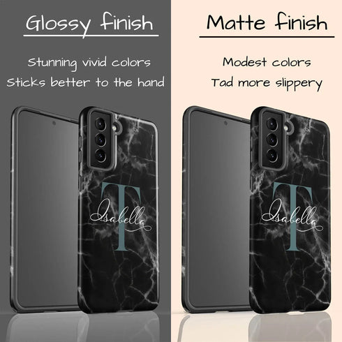 Monogram Personalized Black Marble Galaxy Case