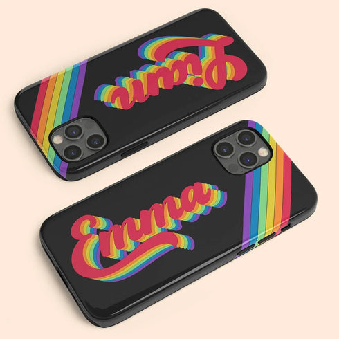 LGBTQ Pride Custom Dark Retro Name iPhone Case