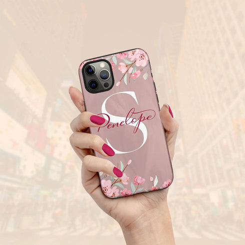 Cherry Blossom Monogram Personalized iPhone Case