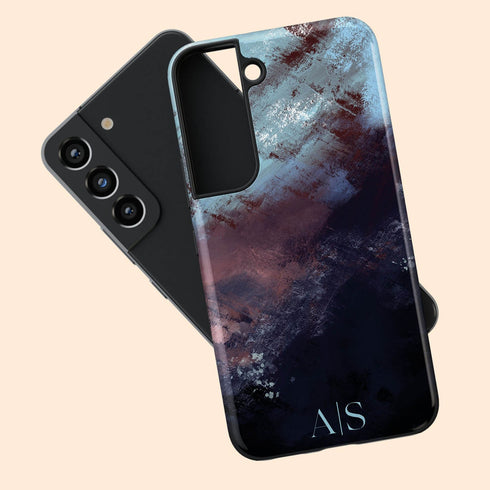 Dark Abstract Oil Paint Custom Initials Galaxy Case