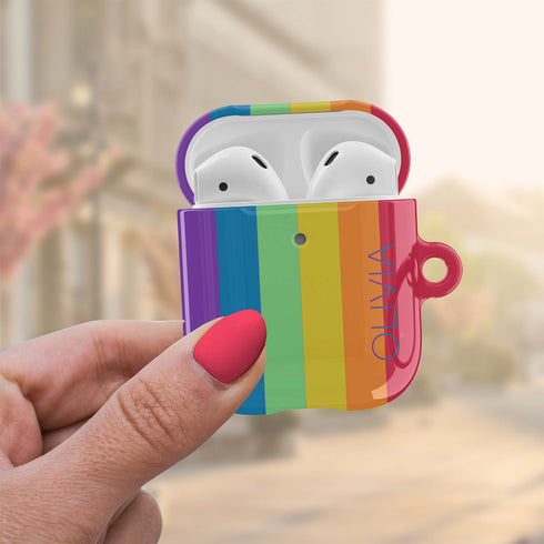 LGBTQ Pride Rainbow Custom Name AirPods Case