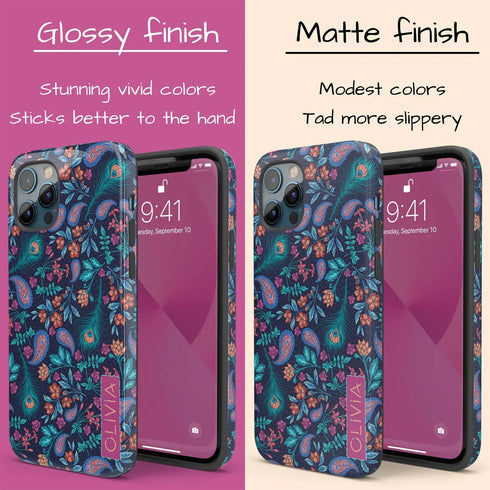 Paisley Peacock Custom Name iPhone Case