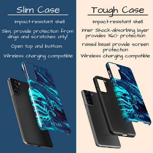 Turquoise Abstract Marble Custom Name Galaxy Case